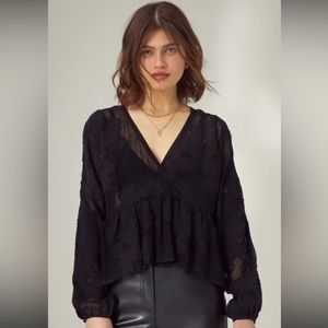 Aritzia Wilfred XXS black sheer peplum top